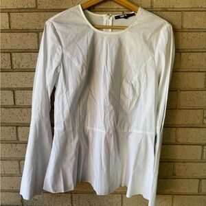 Antonio Melani White Peplum Blouse with Bell Sleeves | Size Medium